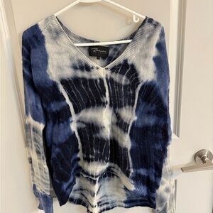 Cashmere Tie-Dye Blue and White Sweater